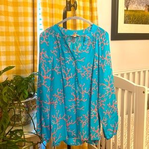 Lilly Pulitzer Silk Elsa Top Shirt Blouse Womens Size XL Extra Large